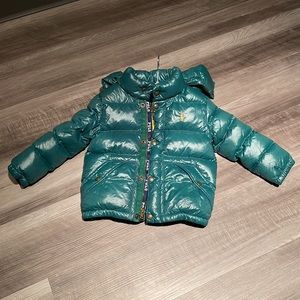 Ralph Lauren Polo Down Puffer Jacket- pine green and yellow 4T
